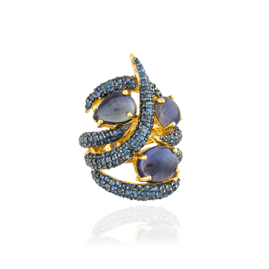 925 Silver Ring with Iolite & Sapphires