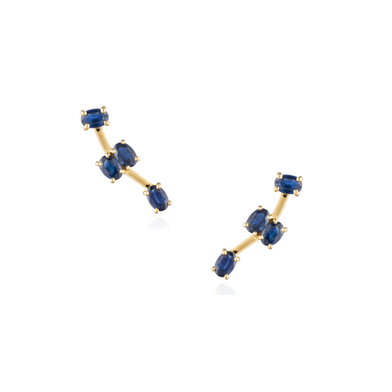 Colored Constellation 18K Yellow Gold Earrings with Blue Sapphires