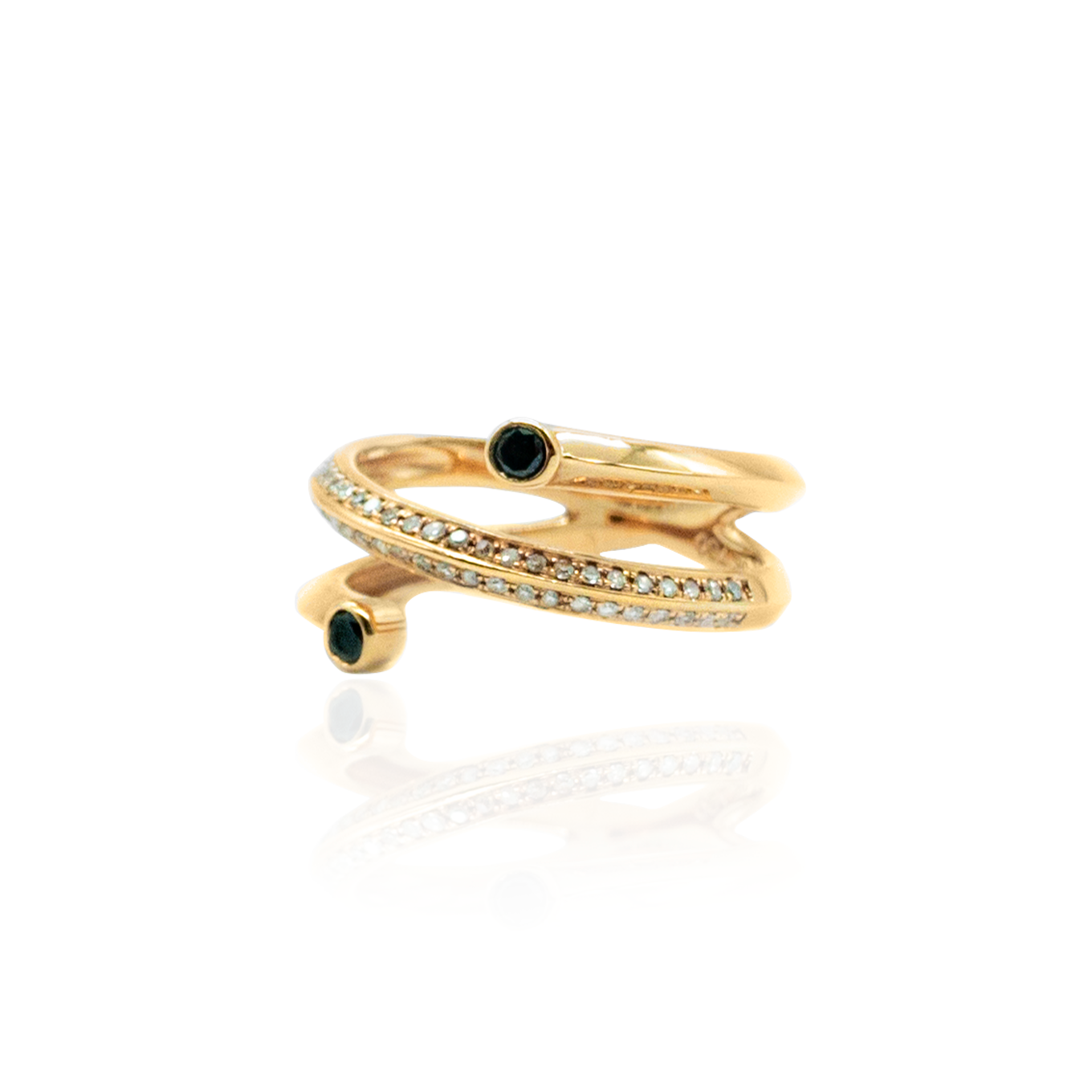 18K Rose Gold Ring with White & Black Diamonds