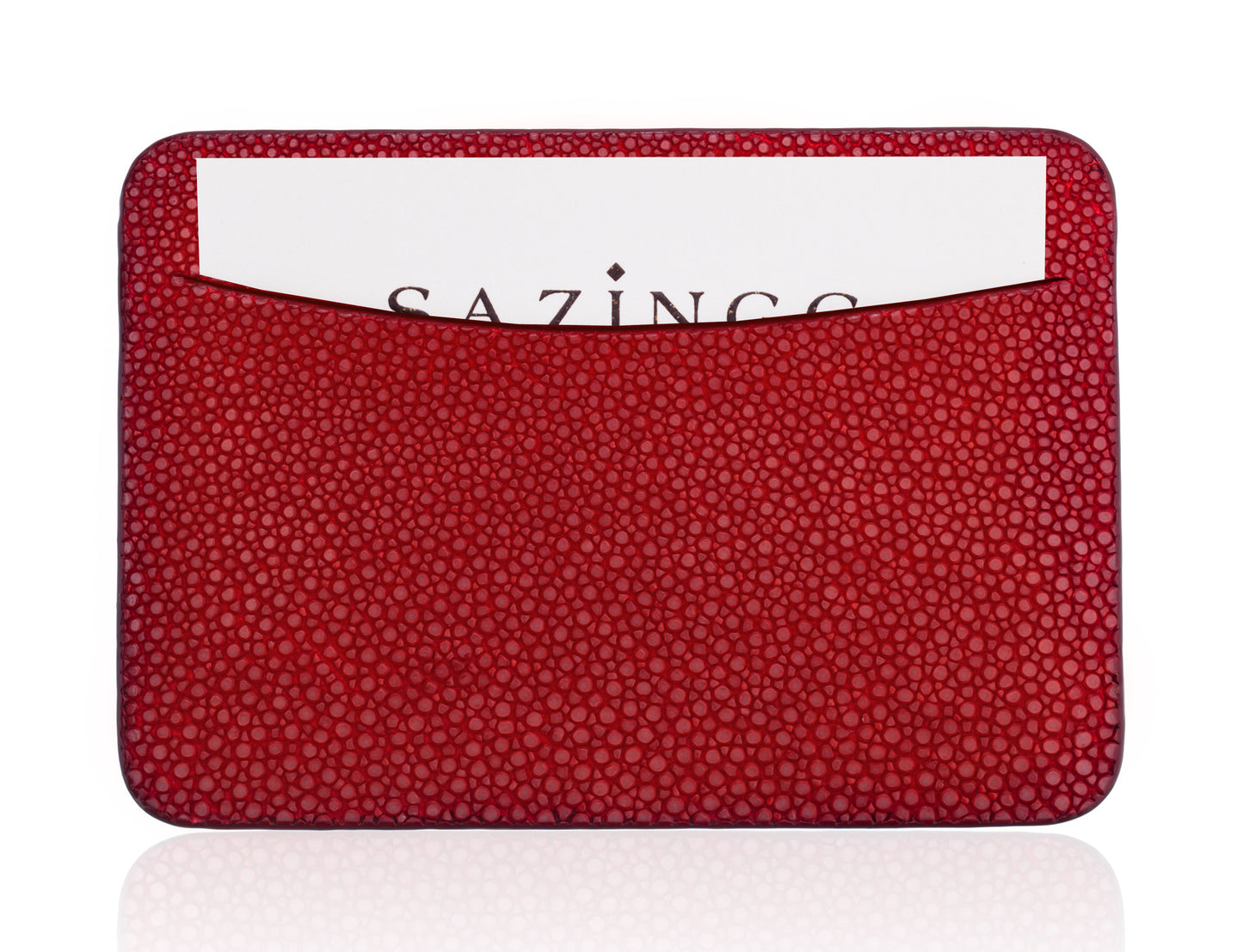 Bright Red Stingray Leather Credit Card Holder