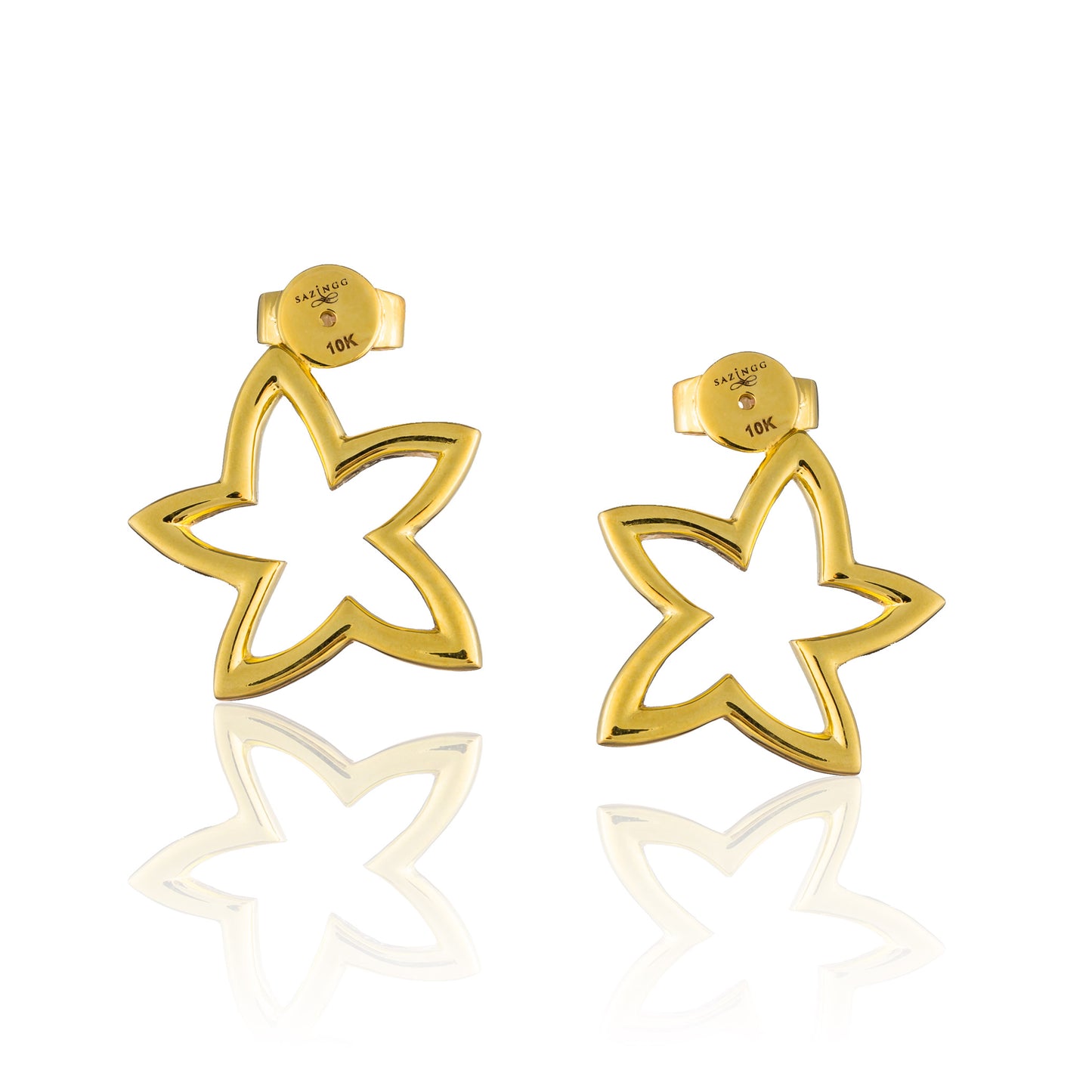 925 Silver Double Starfish Earrings with Sapphires