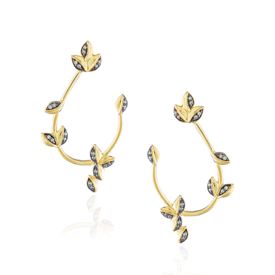 925 Silver Earrings Plated in Gold with Green Sapphires