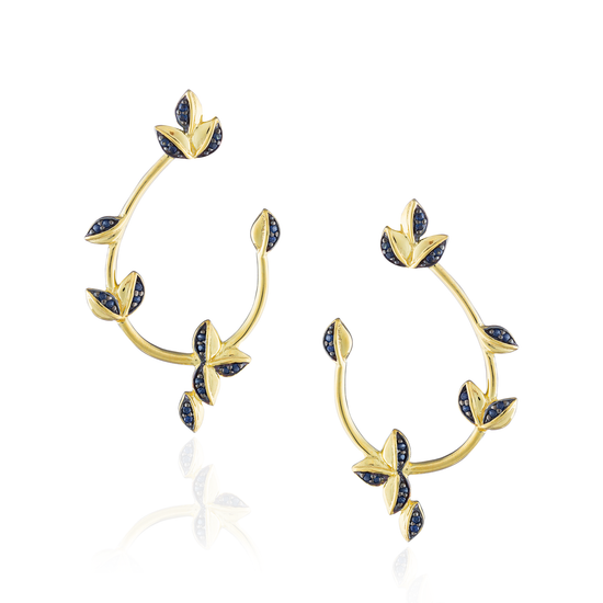 Load image into Gallery viewer, 925 Silver Earrings Plated in Gold with Blue Sapphire
