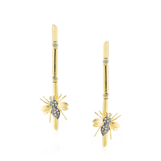 Load image into Gallery viewer, 925 Silver Earrings Plated in Yellow Gold with Green Sapphires
