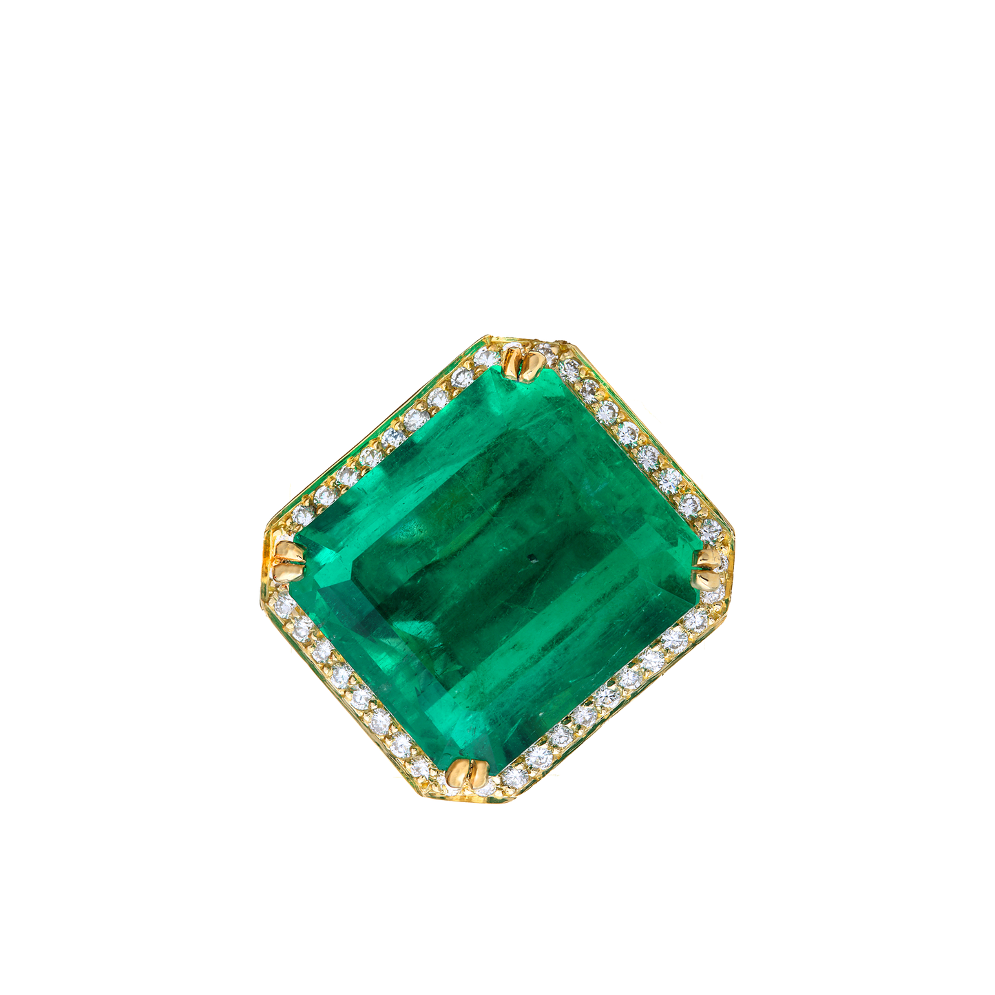 18K Yellow Gold Ring with Emerald