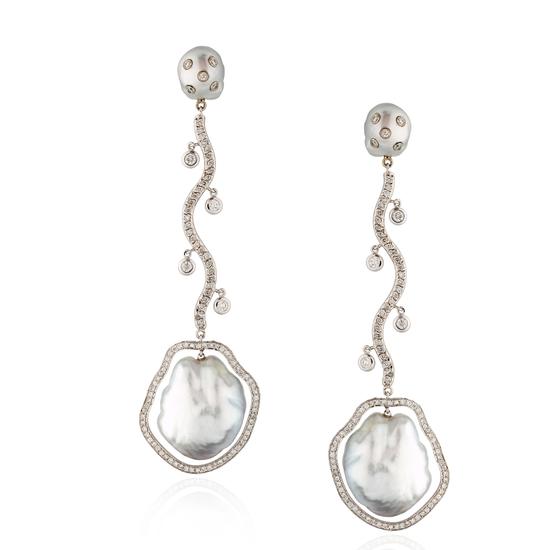 18K White Gold Earrings with South Sea Pearls