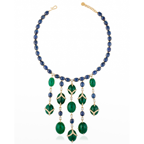 18K Yellow Gold Necklace with Emeralds