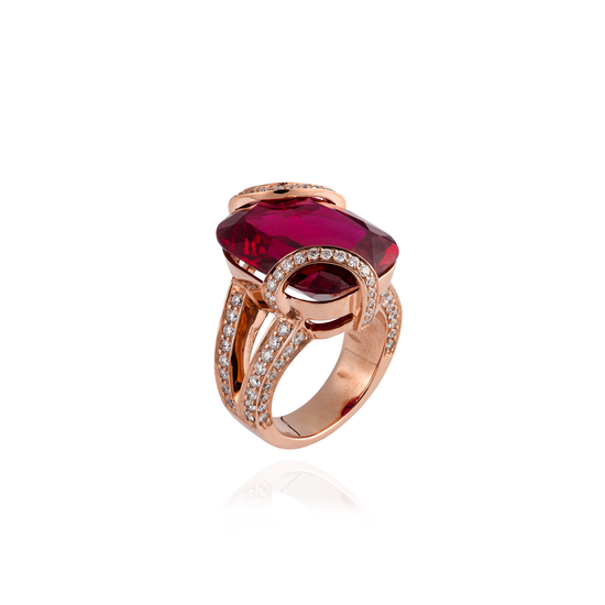 Load image into Gallery viewer, 18K Rose Gold Ring with Ruby
