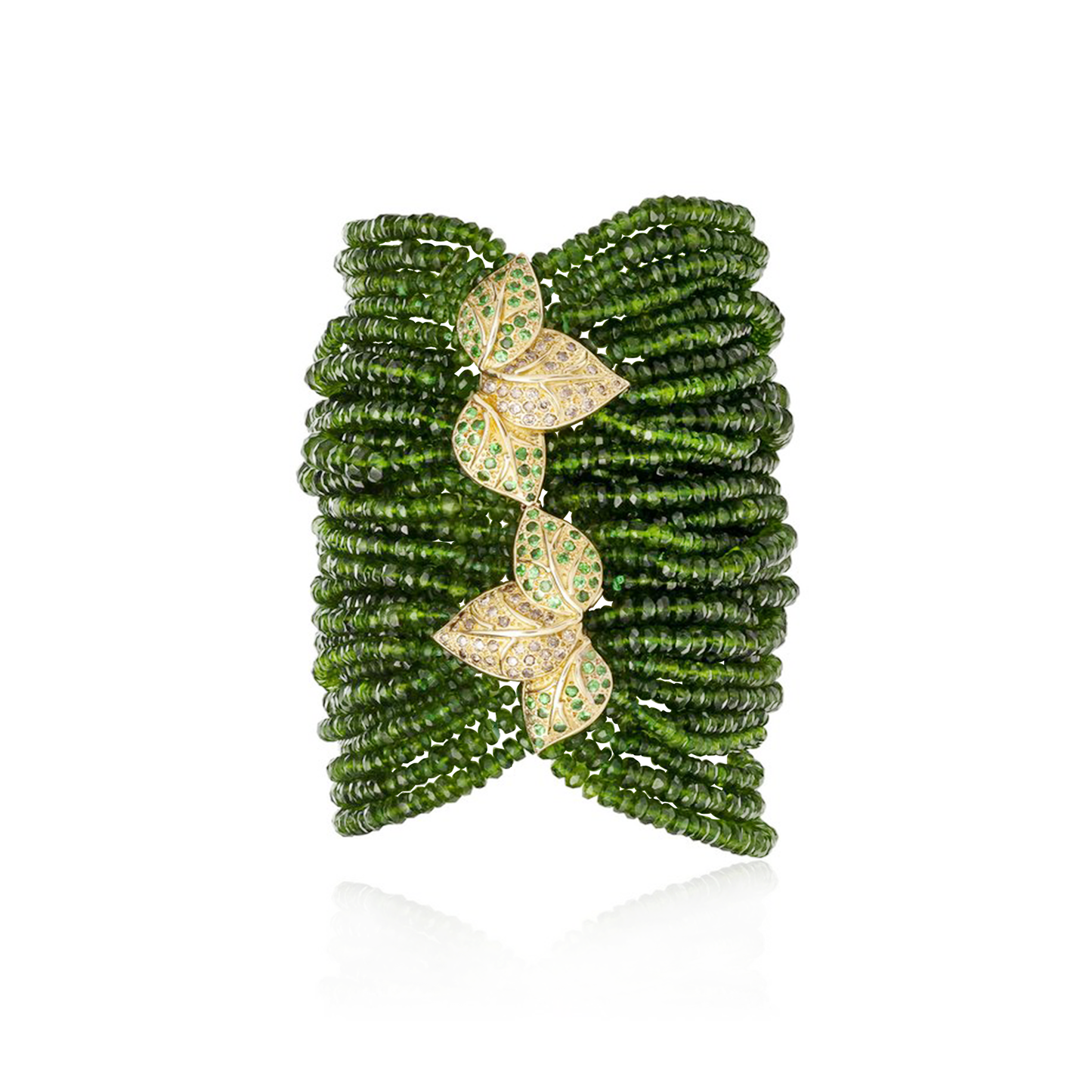 18k Yellow Gold Bracelet with Tsavorite and Diamonds