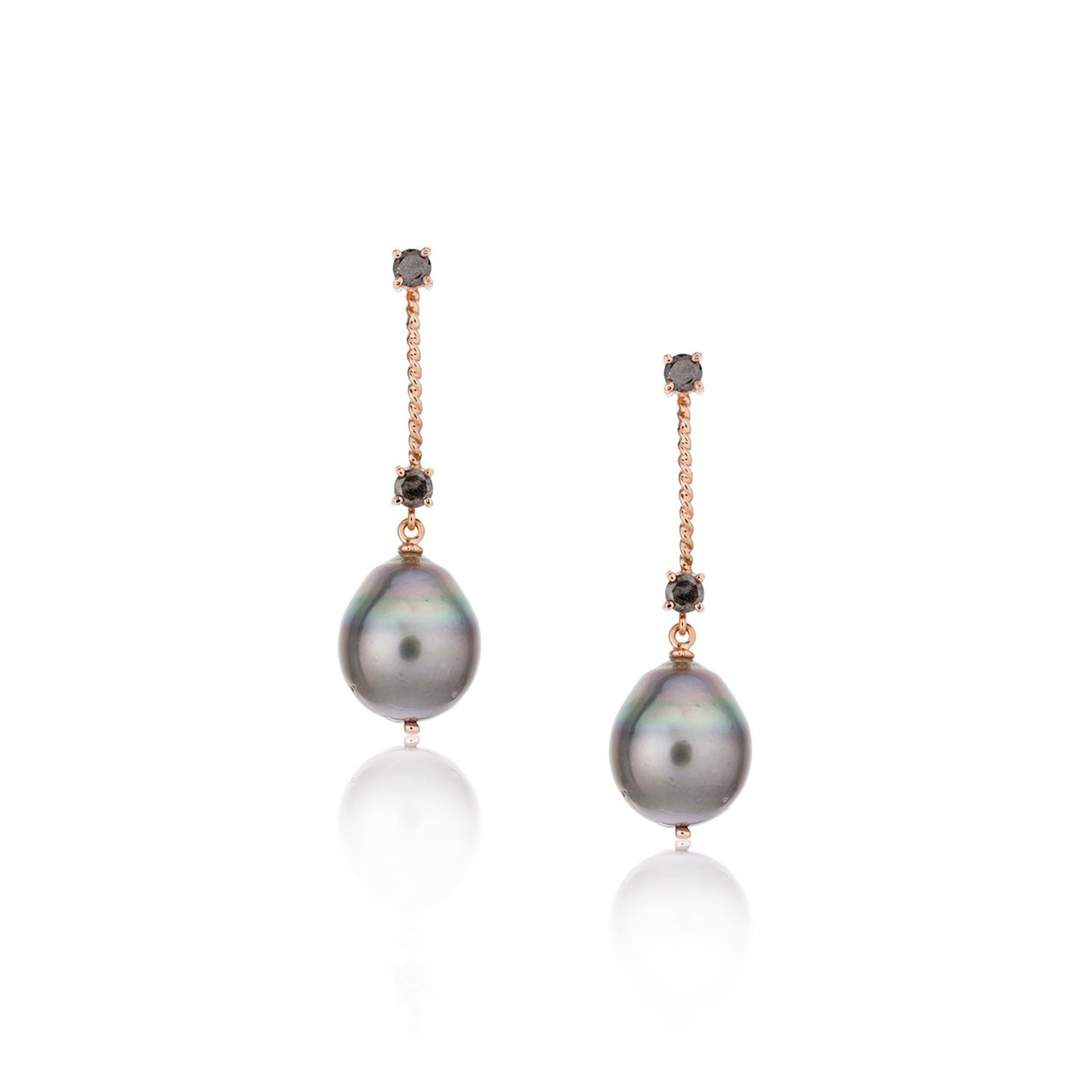 18k Rose Gold Earrings with South Sea Pearl and Diamonds