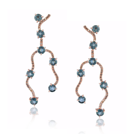 14K Rose Gold Earrings with Sapphire & Diamond