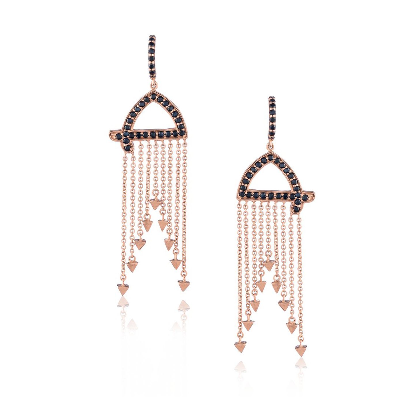 18k Rose Gold Earrings with Black Sapphires