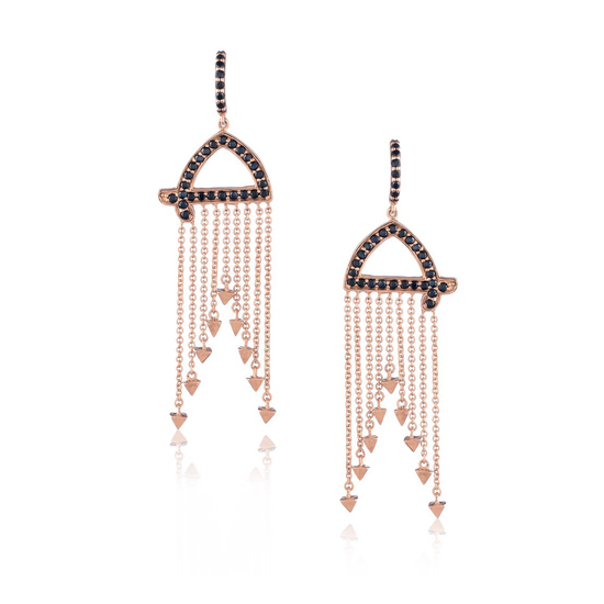 18k Rose Gold Earrings with Black Sapphires