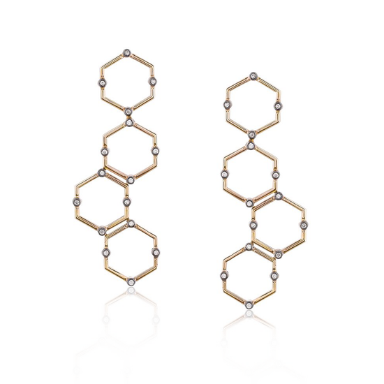 14K Rose Gold Earrings with White Diamonds