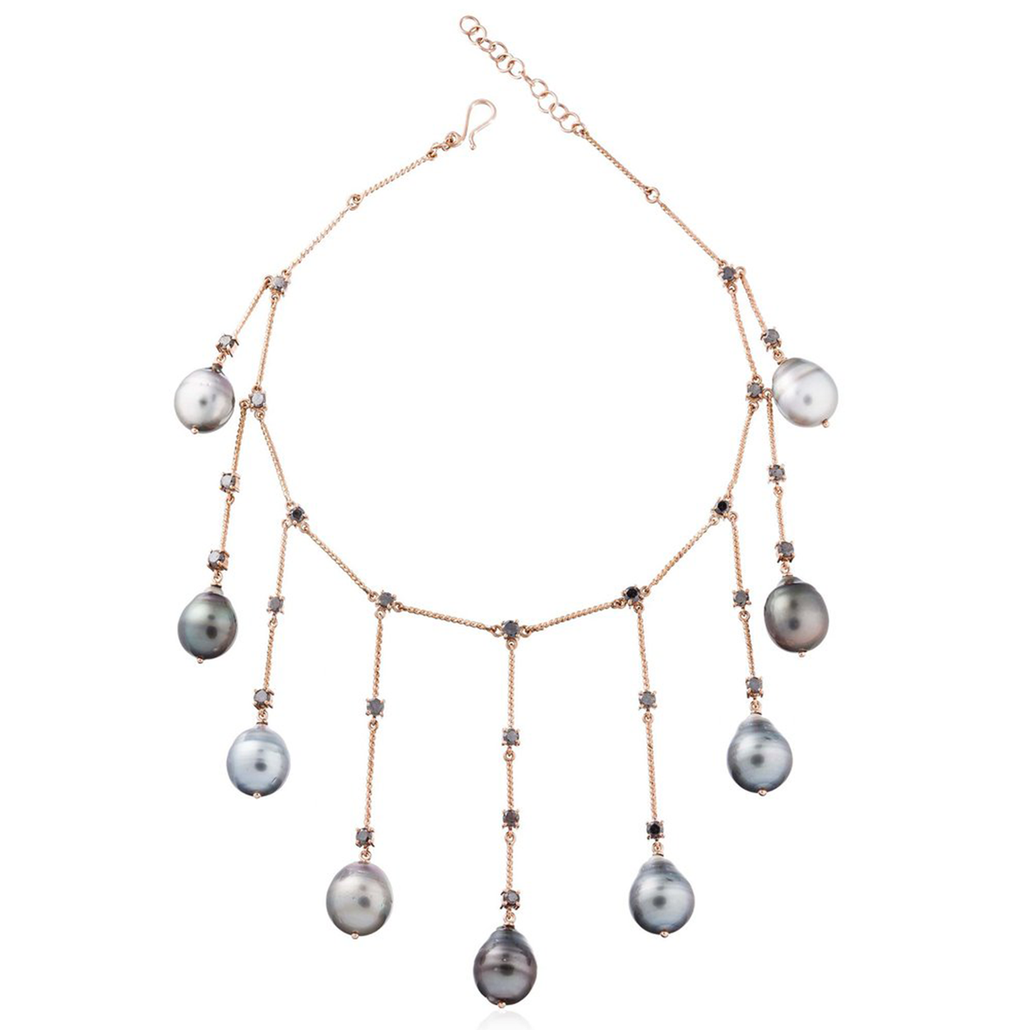 18k Rose Gold Necklace with South Sea Pearls and Diamonds