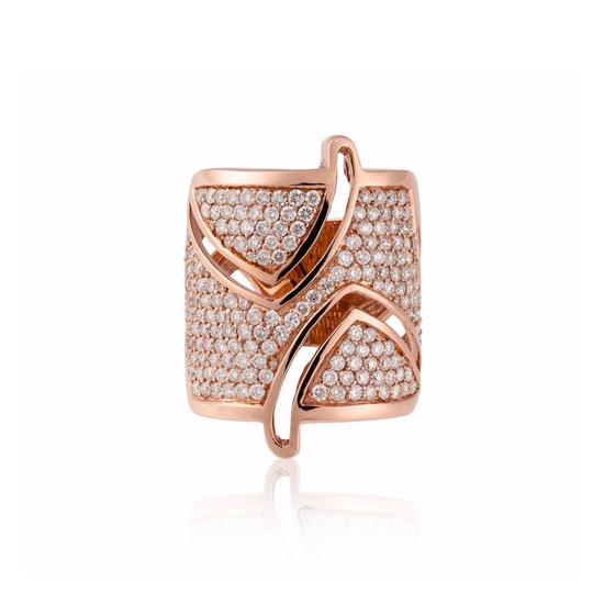 18K Rose Gold Ring with White Diamond