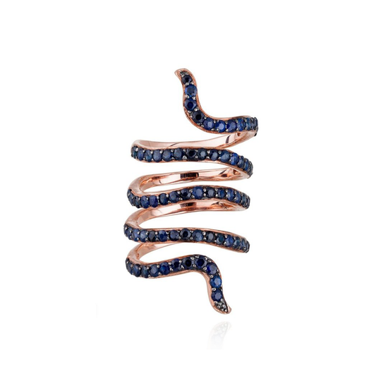 Load image into Gallery viewer, 18K Rose Gold Ring with Blue Sapphires
