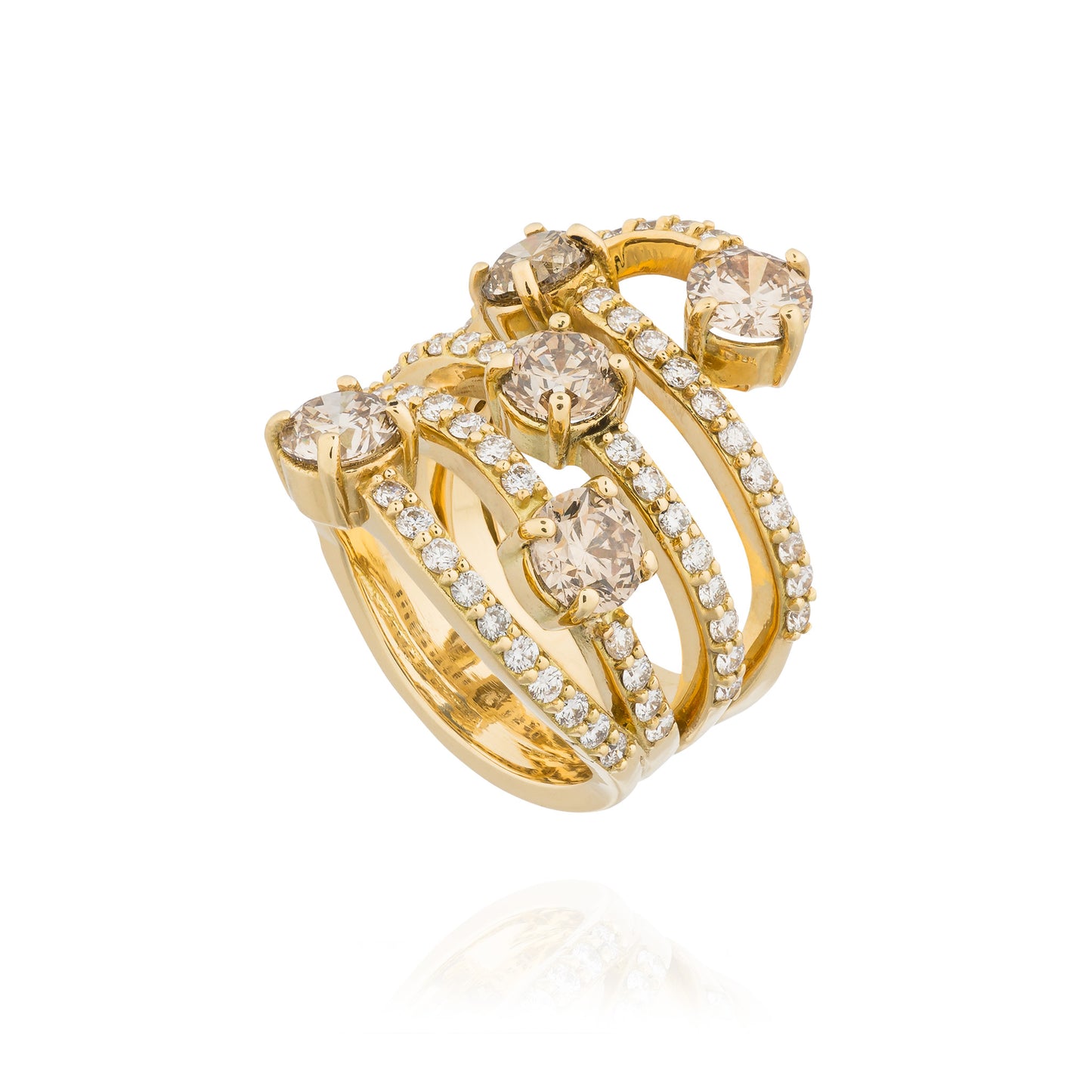 18Kt Yellow Gold Ring with Cognac Diamonds