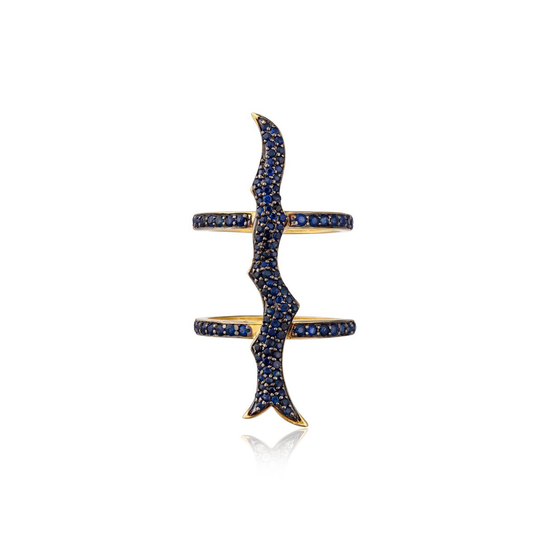 Load image into Gallery viewer, 14k Yellow Gold Ring with Blue Sapphires
