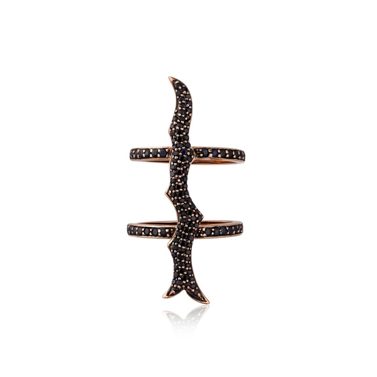 14K Rose Gold Ring with Black Sapphire