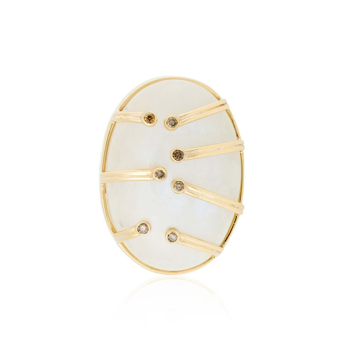 18k Yellow Gold Ring with Moonstone and  Diamonds