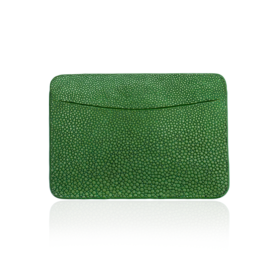 Credit Card Pouch in Green Stingray Leather