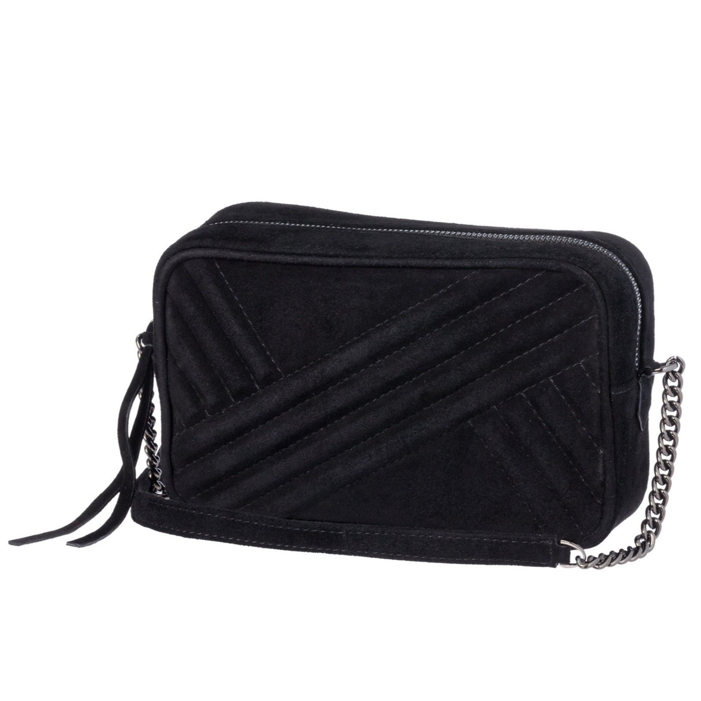 Handbag in Black Suede Leather