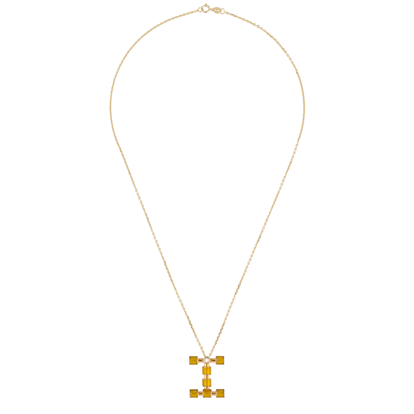 14K Gold Initial Necklace with Enamel