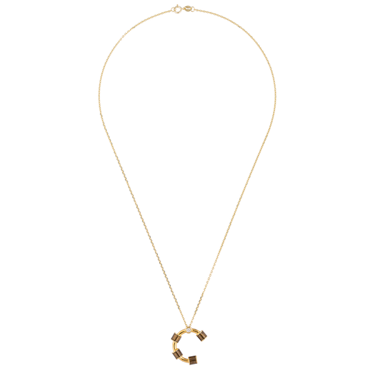 14K Gold Initial Necklace with Enamel