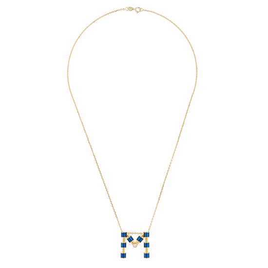 Load image into Gallery viewer, 14K Gold Initial Necklace with Enamel
