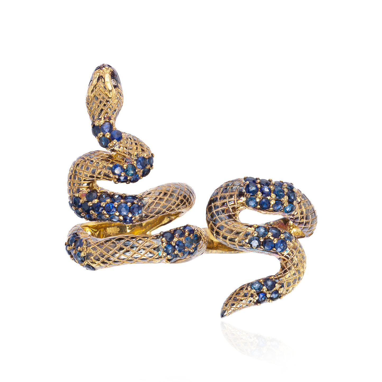 925 Silver Double Finger Snake Ring with Sapphires – Sazingg