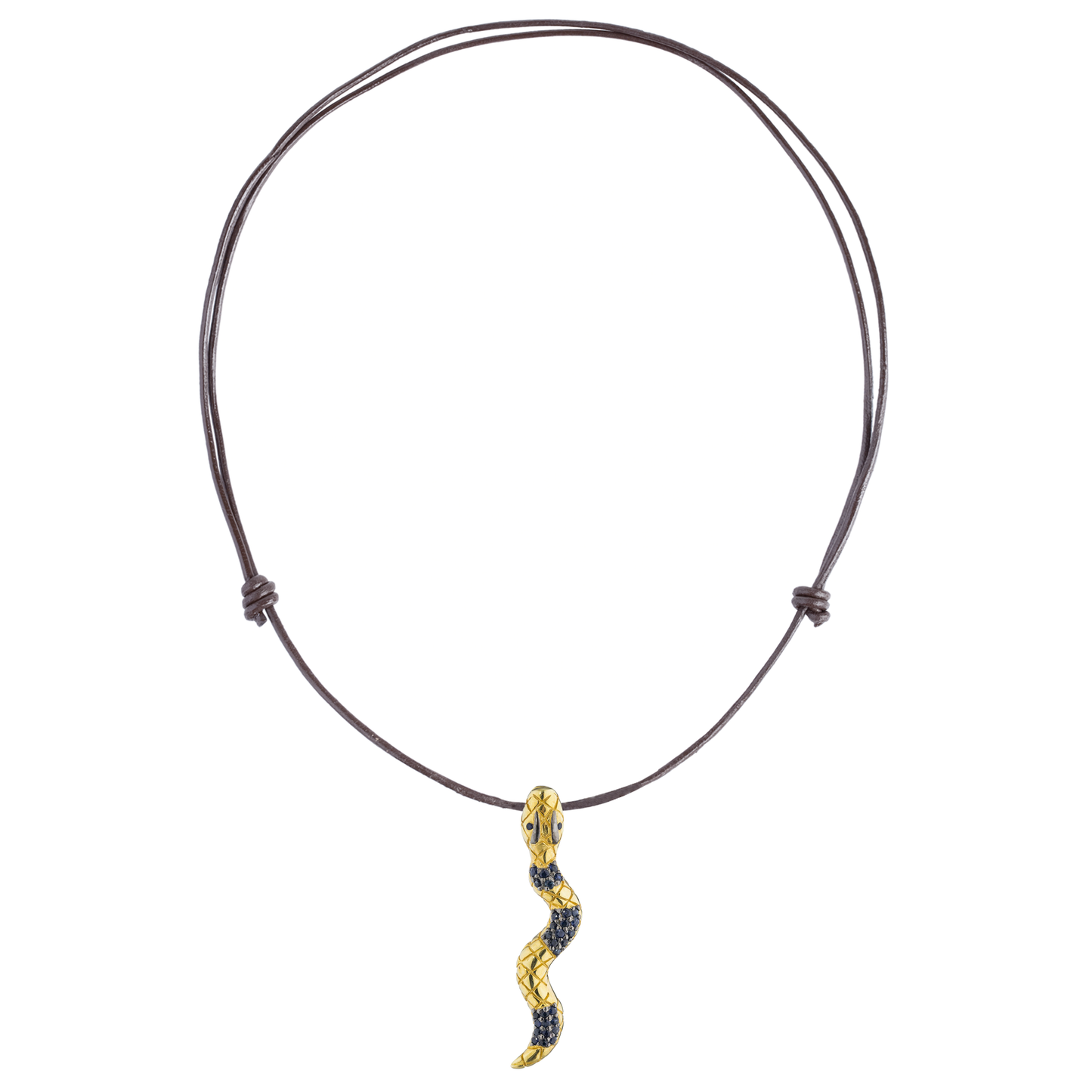 925 Silver Snake Pendant with Blue Sapphires