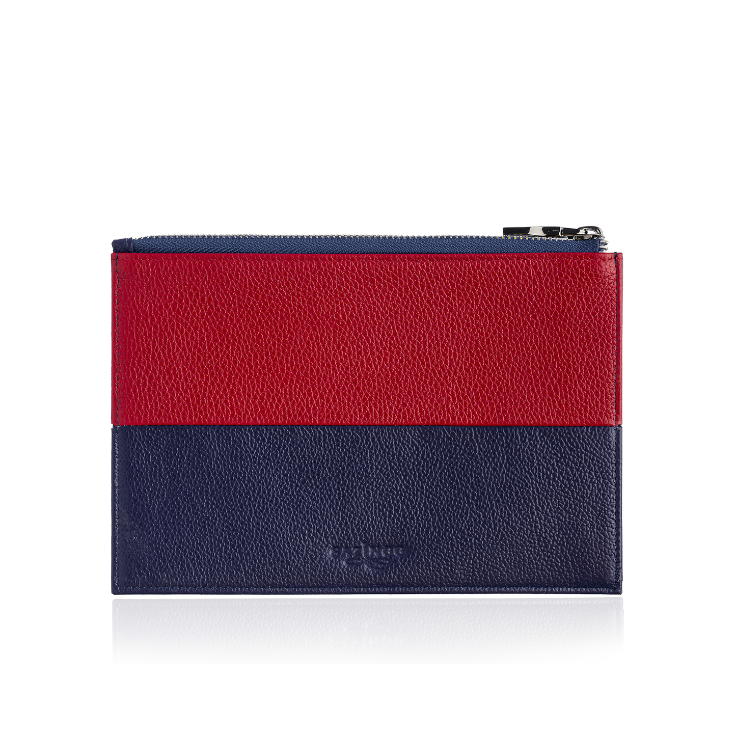 Zip Pouch in Red and Blue Leather