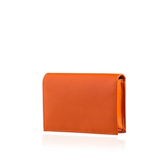 Small Wallet in Orange Textured Leather