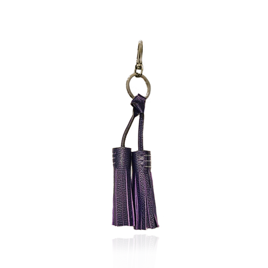 Keyring Tassel in Purple Textured Leather