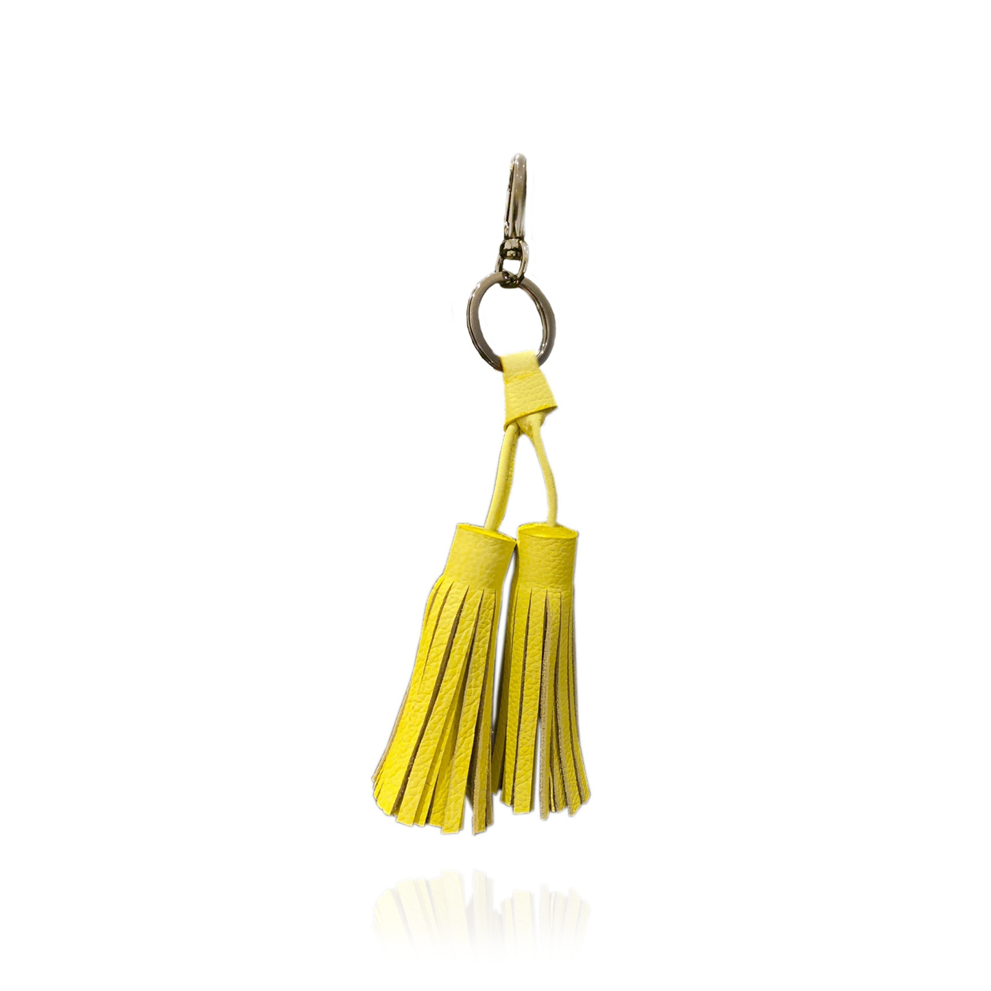 Keyring Tassel in Yellow Textured Leather