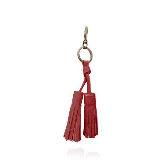 Keyring Tassel in Red Textured Leather