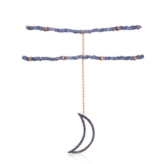 925 Silver Moon Choker with Sapphires &  Iolite