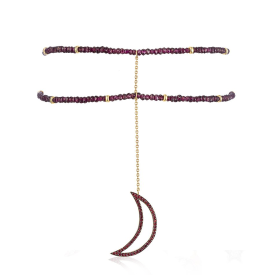 Load image into Gallery viewer, 925 Silver  Moon Choker with Garnets &amp;amp; Rubies
