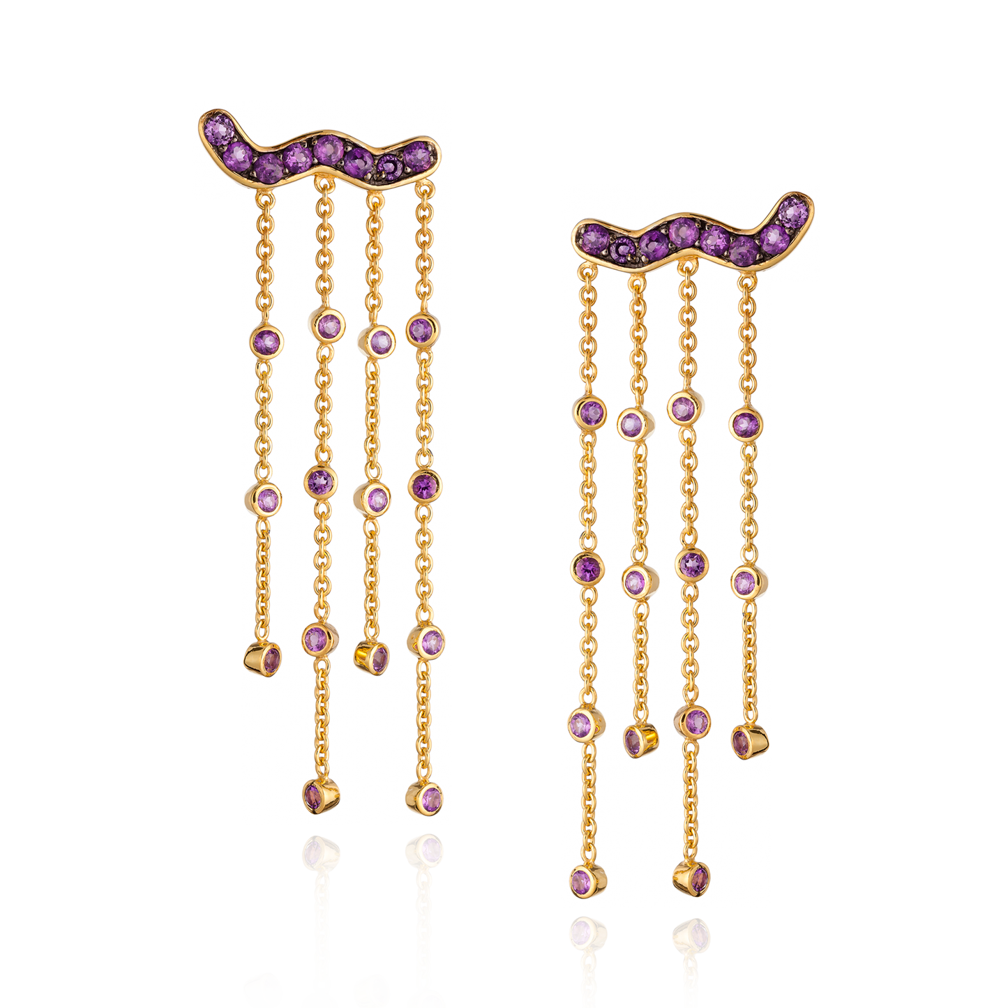 925 Silver Tassel Earrings with Amethysts