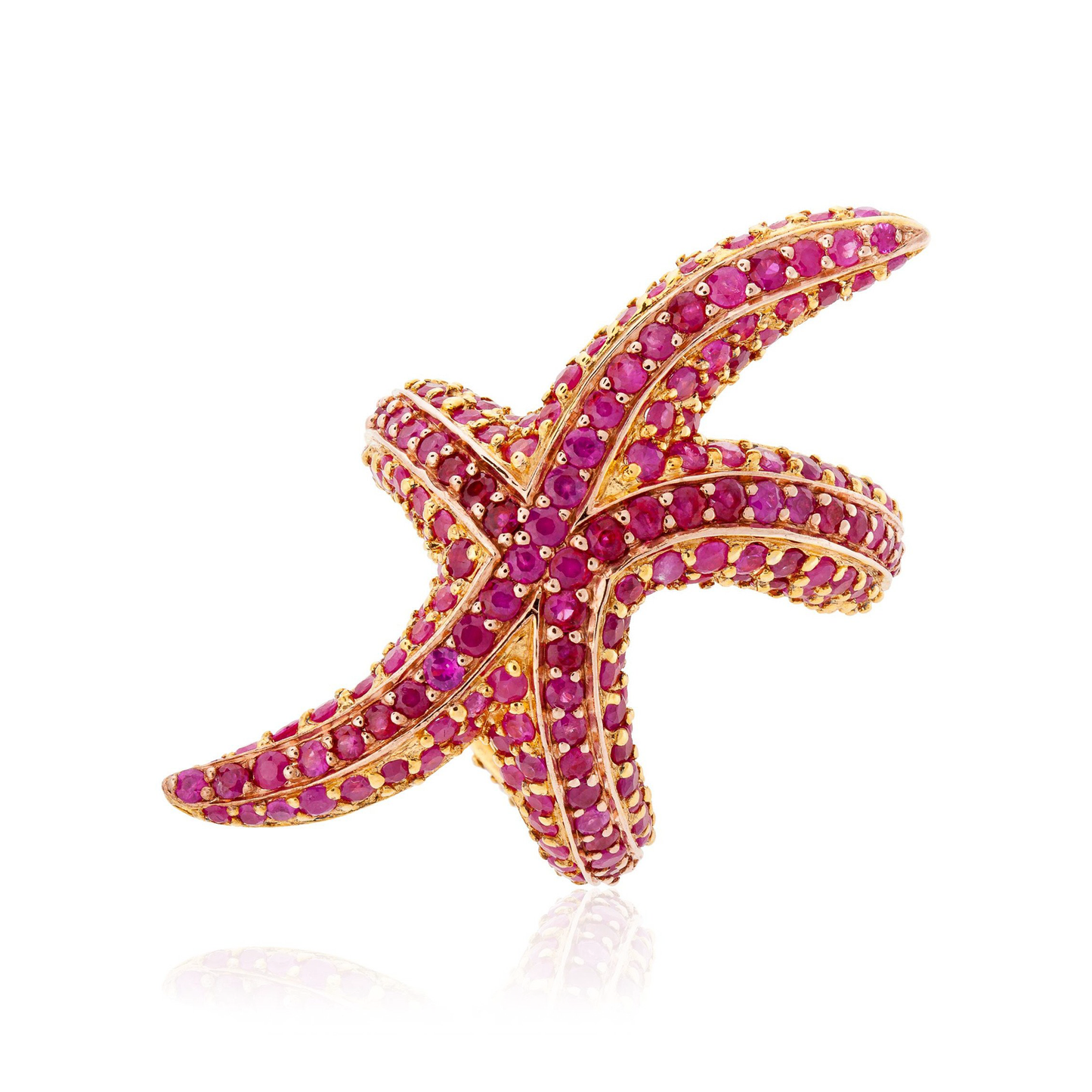 925 Silver Starfish Ring with Ruby
