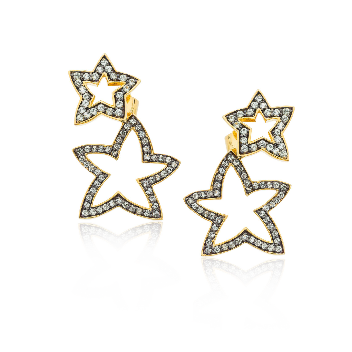 925 Silver Double Starfish Earrings with Sapphires