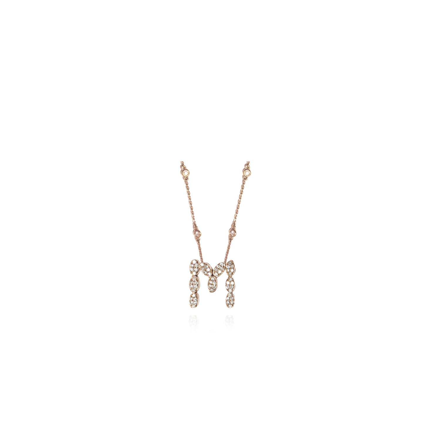 14K Rose Gold Initial Necklace with Diamonds
