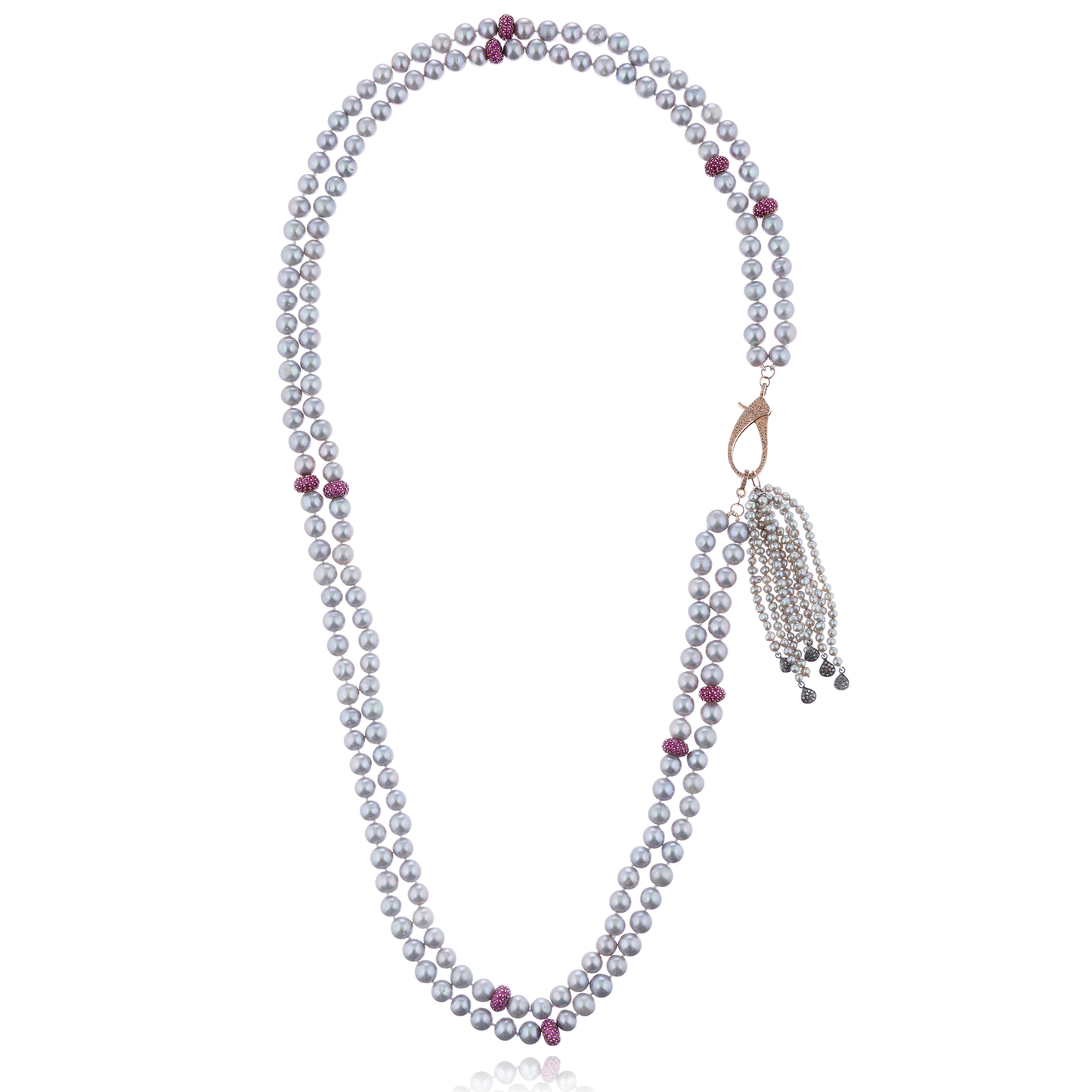 Load image into Gallery viewer, 925 Silver Long Necklace with Freshwater Pearls

