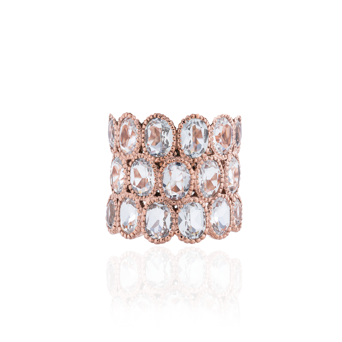 925 Silver O Ring with White Topaz