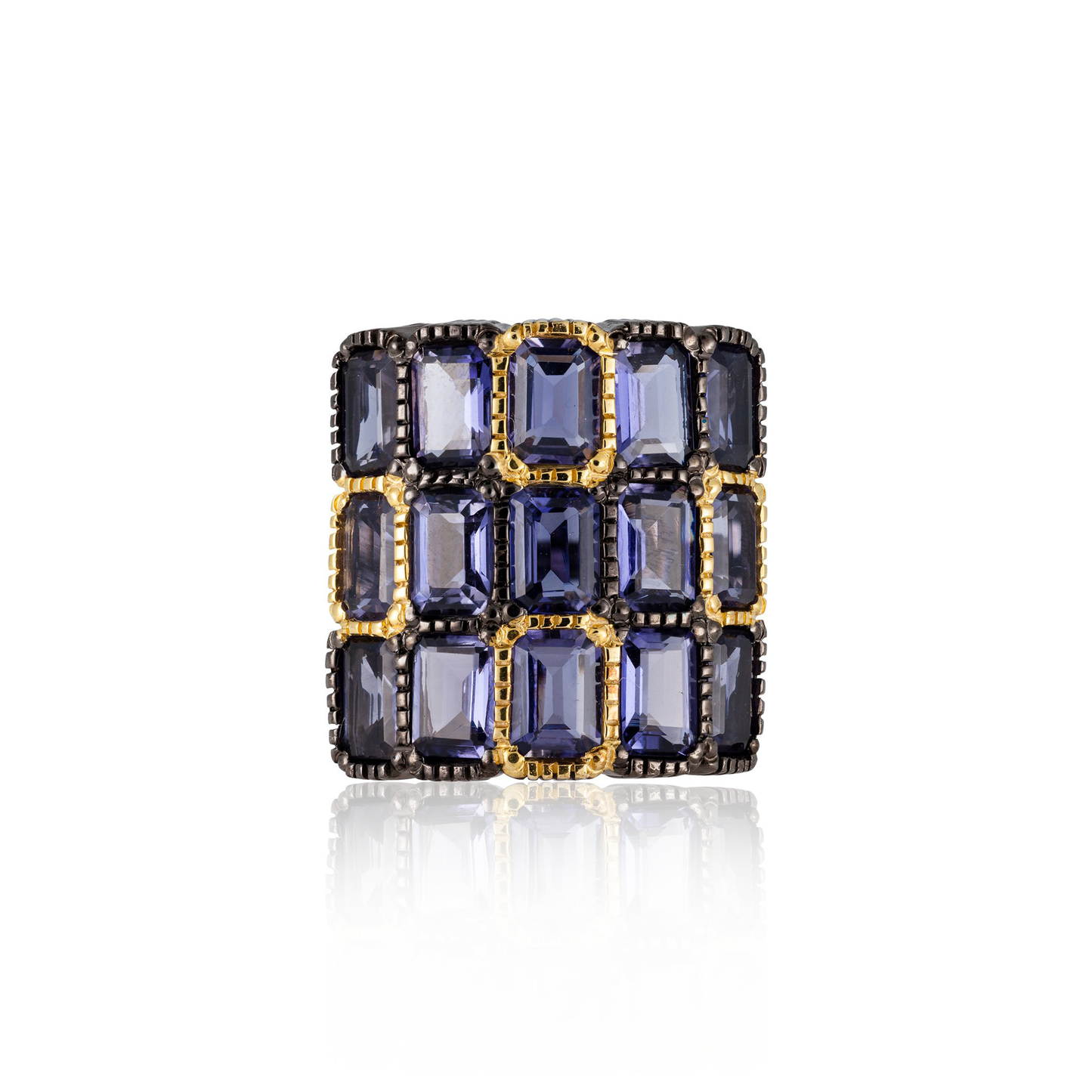925 Silver O Ring with Iolite