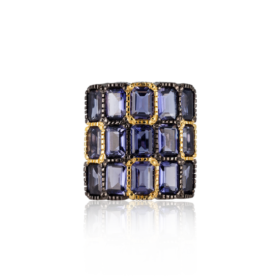 925 Silver O Ring with Iolite