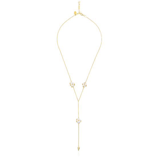 Load image into Gallery viewer, 925 Silver Yellow Gold Plated Chain with South Sea Pearls &amp;amp; Sapphires
