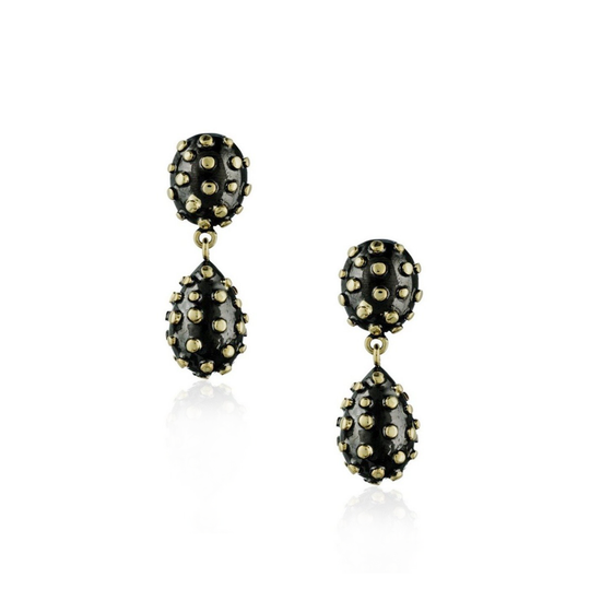 925 Silver Earrings Plated in Yellow Gold &  Black Rhodium