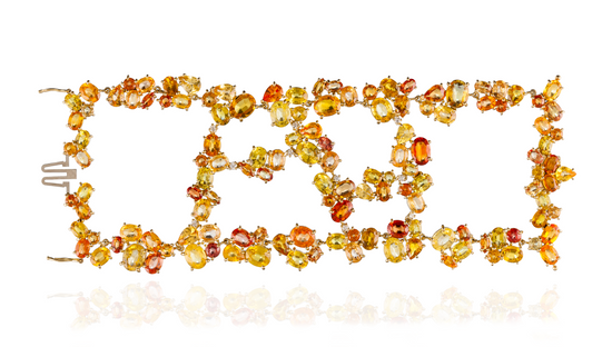 Load image into Gallery viewer, 18 KT Yellow Gold Bracelet  with Yellow Orange Sapphires
